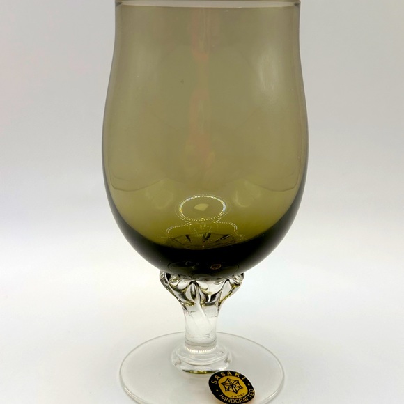 Sasaki Coronation Smoky Gray Footed Twisted Stem Juice Wine Glasses, set of 3 - Picture 3 of 5